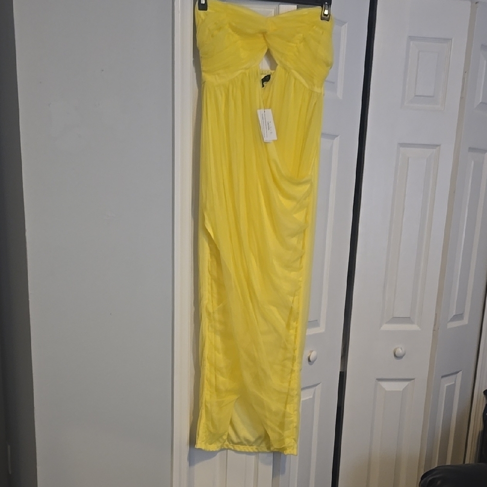Yellow Strapless Maxi Dress